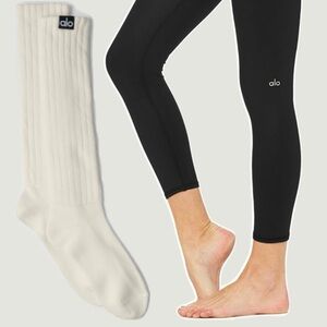 alo alosoft leggings + scrunch socks